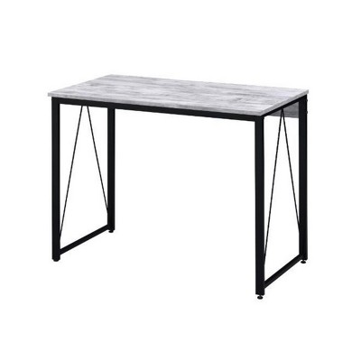 INFURNIC Desks Rectangular Writing Desk with V-Shaped Metal Base for Modern Home Office Style, Easy to Assemble, Grey, 35"*18"*28"