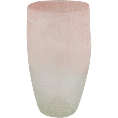 Studio 55D Pink and Clear 12 1/4" High Glass Decorative Vase