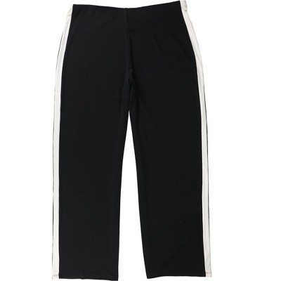 Alfani Womens Solid Stripe Casual Wide Leg Pants