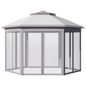 Aghana Digitals Light Gray Pop-Up Gazebo: 11'x13' Canopy with Mesh Sidewalls, Adjustable Height & - 1 of 4
