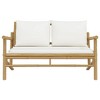 vidaXL Patio Bench with Cream White Cushion, Bamboo - 3 of 4