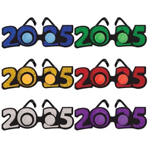 Beistle 2025  Glittered Plastic Eyeglasses, (3/Pkg) Multicolored - 1 of 4