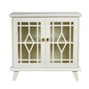 Alilang 32.00 Inch Glass Door Accent Cabinet with Decorative Geometric Frame - Antique White - 3 of 4