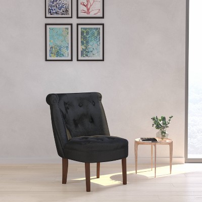 Accent Side Chair with Curved Back Black - Merrick Lane