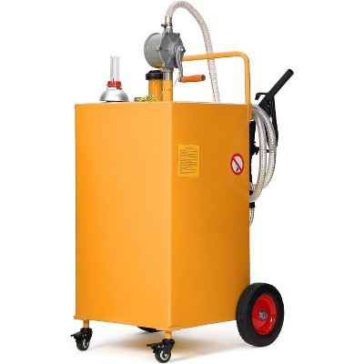 Coucheta Heavy-Duty Fuel Caddy Transfer Tank with Manual Pump, Mobile Gas & Diesel Storage on 4 All-Terrain Wheels, Durable and Portable