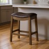HomeRoots 26" Brown Faux Leather and Solid Wood Backless Counter Height Bar Chair - 2 of 4