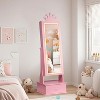 Kids Full-Length Mirror Jewelry Cabinet & Vanity w/ Storage Drawers & Organizer, Freestanding 46in Armoire for Birthday/Christmas Gifts - 2 of 4
