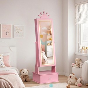 Garvee Kids Jewelry Armoire with Full-Length Mirror, Vanity Dress Up Jewelry Cabinet for Girls - 1 of 3