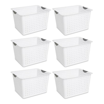 Sterilite 16288006 Deep Ultra Plastic Indoor Storage Organizer Baskets (6 Pack)