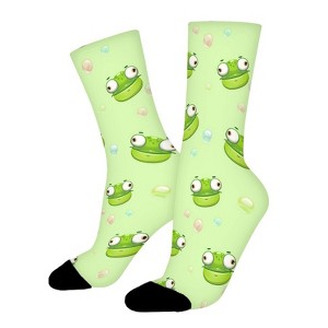 Big Eyes Frog Women Printed Crew Socks Funny Funky Socks Soft Polyester Novelty Gifts for Artists Men - 1 of 1