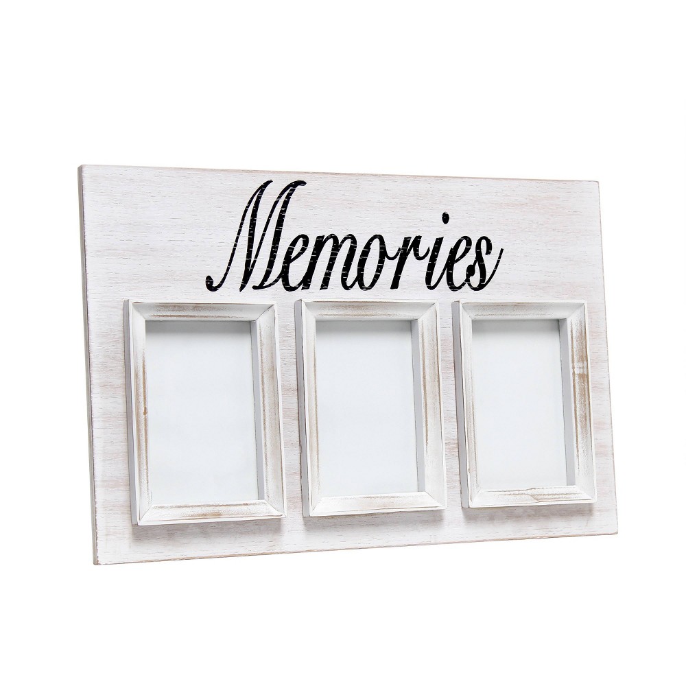 Photos - Photo Frame / Album 4"x6" Memories Collage Frame Holds Three Photos Chalk White - Elegant Desi