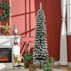HOMCOM 6' Tall Unlit Snow Flocked Artificial Christmas Tree, Slim Pencil Xmas Tree with Realistic Branches and 395 Tips, Green - 3 of 4