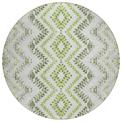 Green Ivory And Gray Geometric Washable Indoor Outdoor Area Rug