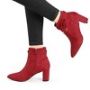 Allegra K Women's Pointed Toe Block Heel Zipper Ankle Boots - 2 of 4