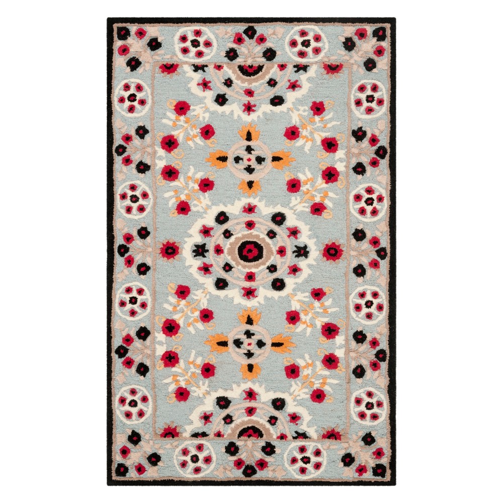 3'x5' Medallion Tufted Accent Rug Light Blue/Black - Safavieh