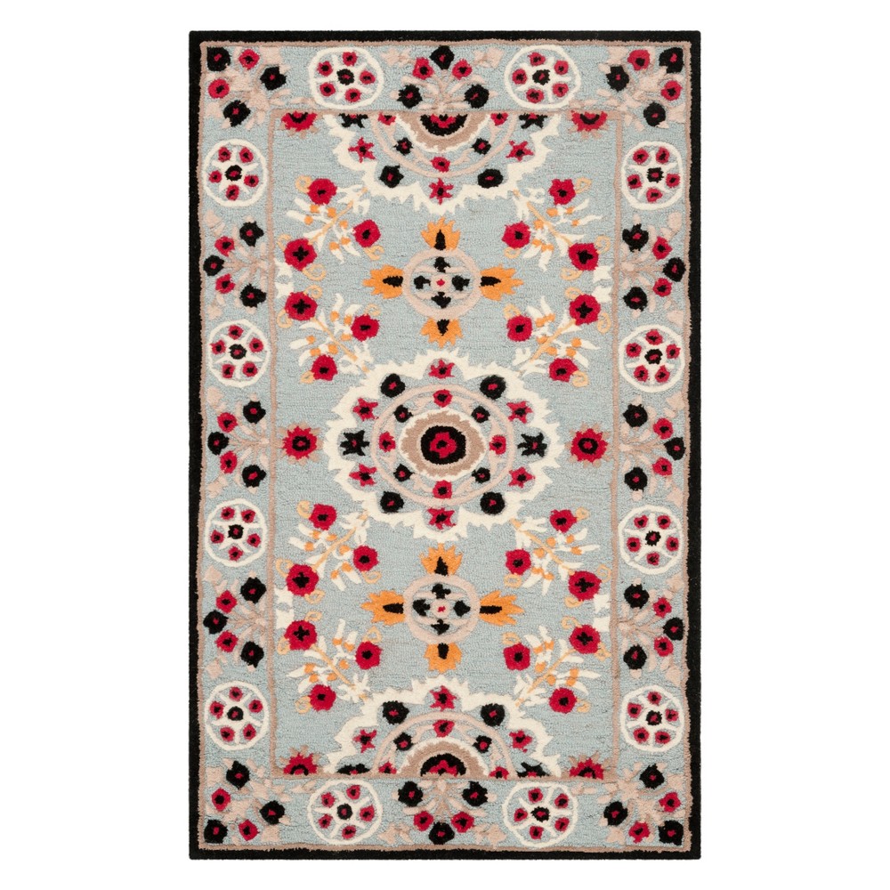 2'x3' Medallion Tufted Accent Rug Light Blue/Black - Safavieh