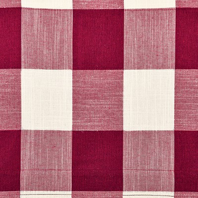 Burgundy Buffalo Check Tufted Chair Cushions, 16" x 15" x 3", Set of 2