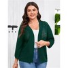 Clearlove Women's Plus Size 3/4 Sleeve Lightweight Knit Cardigan Open Front Lacy Summer Cover-Up Casual Boho Beach Wrap - 2 of 4