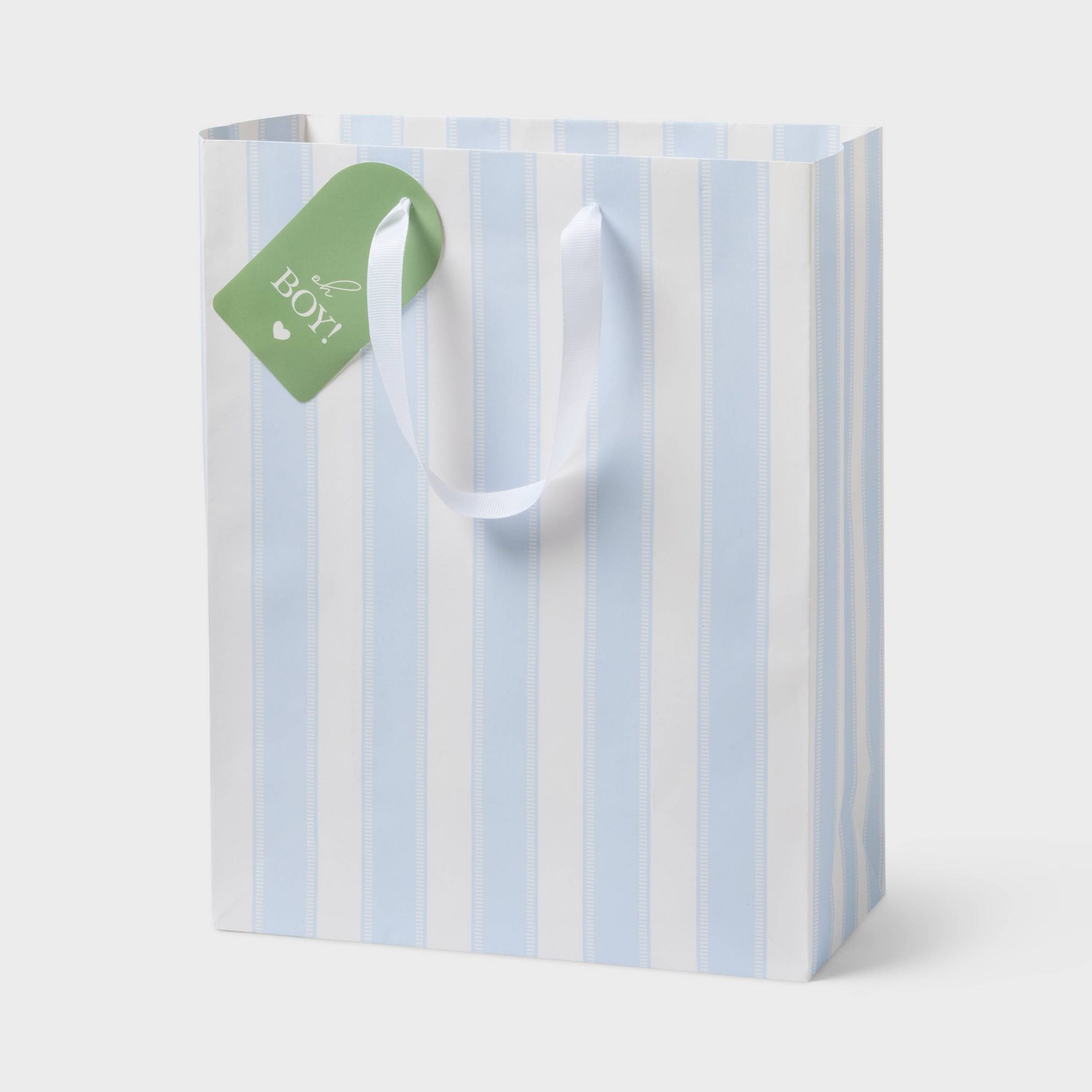Large Striped Baby Shower Gift Bag with Tag Blue - Spritz™