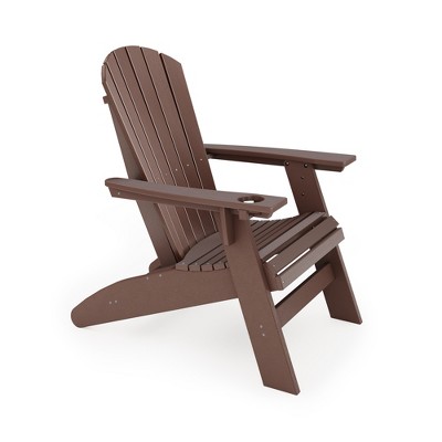 Brown Adirondack Chair ¨C Sturdy HDPE Poly Lumber for Poolside, Patio, and Garden Relaxation