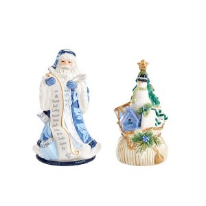 Fitz and Floyd Holiday Home Santa Salt & Pepper Set - Festive Earthenware Shakers, Decorative Christmas Dining & Kitchen Table Accent - 1 of 4