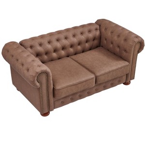 NicBex 66.5 Inch Faux Leather Loveseat Sofa,2-Seat Upholstered Sofa for Living Room,Small Space,Office,Apartment - 1 of 4