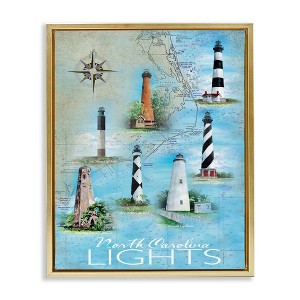Stupell Industries North Carolina Lighthouses Map Black Floater Framed Canvas Wall Art - 1 of 4