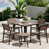 Pamapic 6-Piece Aluminum Outdoor Patio Dining Set with Square Table, Small Side Table and 4-Stackable Chairs - 3 of 4