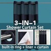 Stall No Hook Shower Curtain with Snap in Liner Set Hotel Luxury Black Bathroom Shower Curtain See Through - 3 of 4