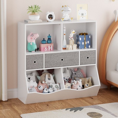 Costway Kids Toy Storage Cubby Bin Floor Cabinet Shelf Organizer W/2  Baskets : Target