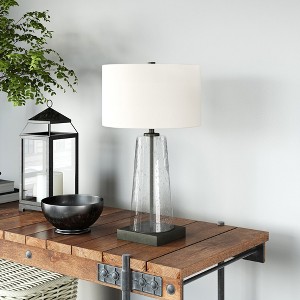 Hudson and Canal 27.5" Tall Table Lamp with Fabric Shade Seeded Glass - 1 of 4