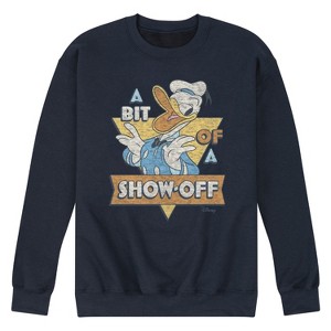 Men's - Disney - Donald Bit Of A Show Off Graphic Fleece Sweatshirt - 1 of 4