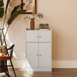 Kitchen Storage Cabinet with Door Freestanding Wooden Cupboard Sideboard Buffets Storage Cabinet for Dinning Room Living Room Bathroom White - 1 of 4