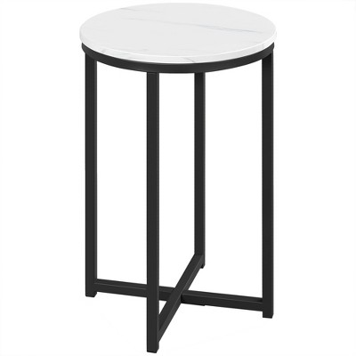 Yaheetech Modern X-Based Accent Table with Metal Legs Round Tabletop