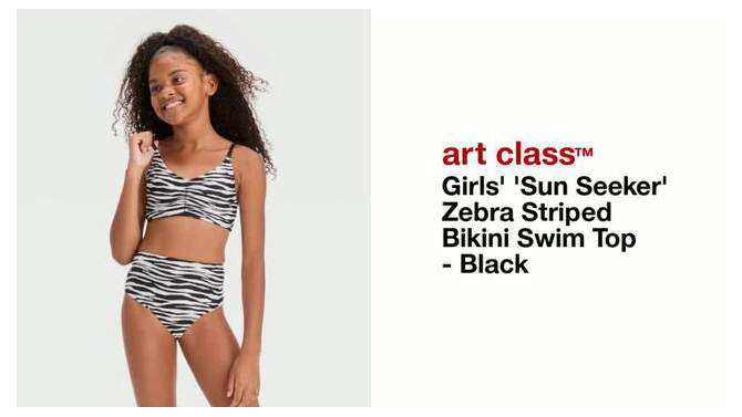 Girls&#39; &#39;Sun Seeker&#39; Zebra Striped Bikini Swim Top - art class&#8482; Black, 2 of 5, play video