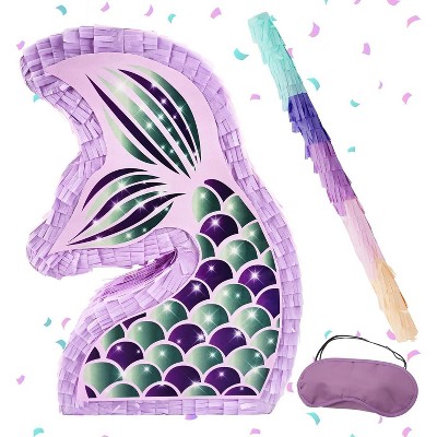 4E's Novelty Mermaid Pinata with Bat & Blindfold – Ultimate Mermaid Birthday Party Supplies & Decor