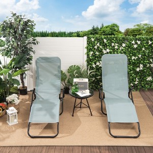 Costway 2 PCS Patio Folding Lounge Chair Rocker Zero Gravity Sun-Chair Recliner - 1 of 4