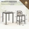 Arceso Outdoor Bar Stools, Rattan Outdoor Counter Height Bar Stools Sets, 26.5" H Woven Rope Patio Bar Chairs with Aluminum Legs , Slate Gray - 3 of 4