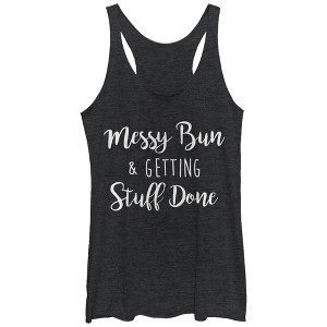 Women's CHIN UP Messy Bun Getting Stuff Done Racerback Tank Top - 1 of 3