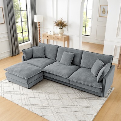 TIRAMISUBEST Cloud Couch L Shaped Sectional Convertible Lounge with Storage Ottoman Convertible Oversized 4 Seater Couch-3 Color