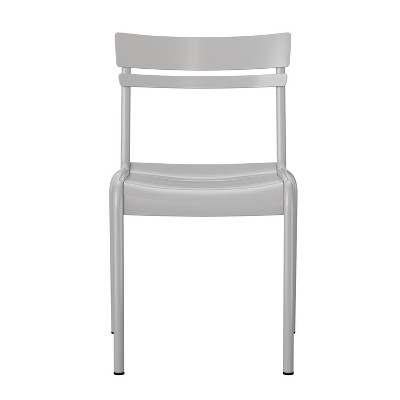 Sleek Silver Steel Stackable Modern Indoor-Outdoor Chair