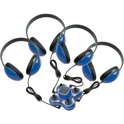 Califone Listening First 1114BL-4 Listening Center, 4 Position, 4 Headphones and 1 Jackbox, Blue