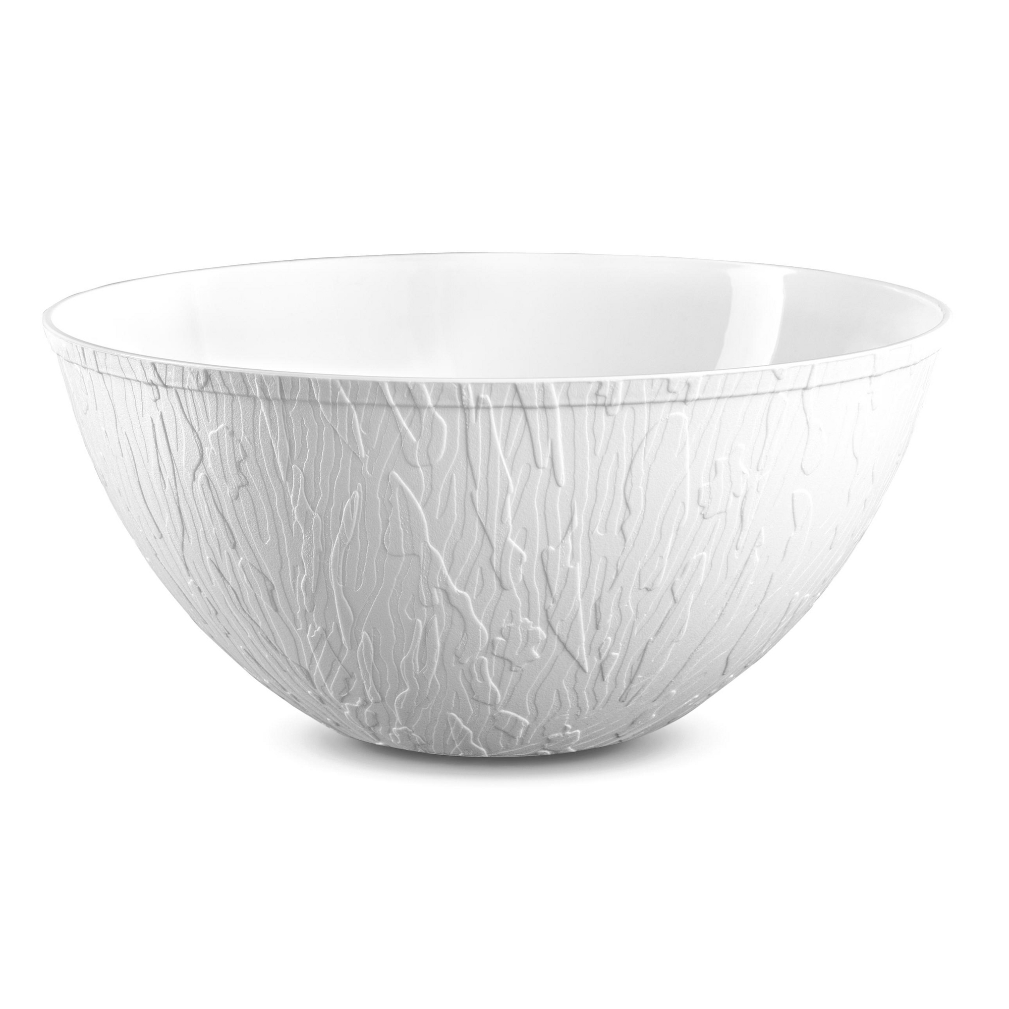 Posh Setting Wood Pattern White Plastic Salad Bowl - 96 oz. - 5 Pack