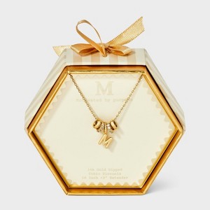 14K Gold Dipped Cubic Zirconia Rondelle Initial Necklace - A New Day™ Gold - 1 of 4