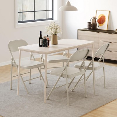 Coucheta Steel Folding Chairs with Backrest, Heavy Duty Metal Foldable Dining Chairs Set of 6/8, 350 LBS Capacity, Square Chairs for Indoor & Outdoor