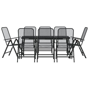 vidaXL Anthracite Metal Mesh Patio Dining Set - Outdoor Furniture Conversation Set with Foldable Chairs and Adjustable Reclining Seats - 1 of 4