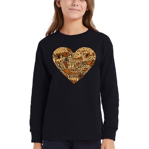 LA Pop Art Thanksgiving Heart - Girl's Word Art Long Sleeve T-Shirt - 1 of 4