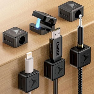 FONTOI 6 Pack Magnetic Cord Organizer, Cable Clips Holder for Nightstand, Cable Clips Wire Management, Universal Fit, Black, 0.78"*0.44"*0.78" - 1 of 4