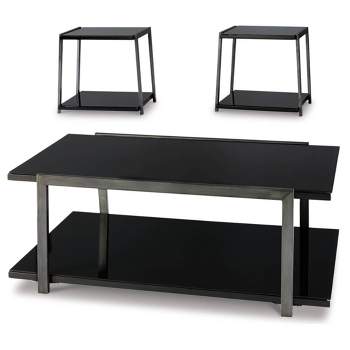 3pc Rollynx Coffee and End Table Set Black - Signature Design by Ashley