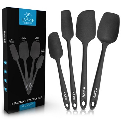 Zulay Kitchen 4pcs Silicone Spatula Set - Heat Resistant Tools for Cooking Baking & Mixing for Non-Stick Cookware Durable Stainless Steel Core
